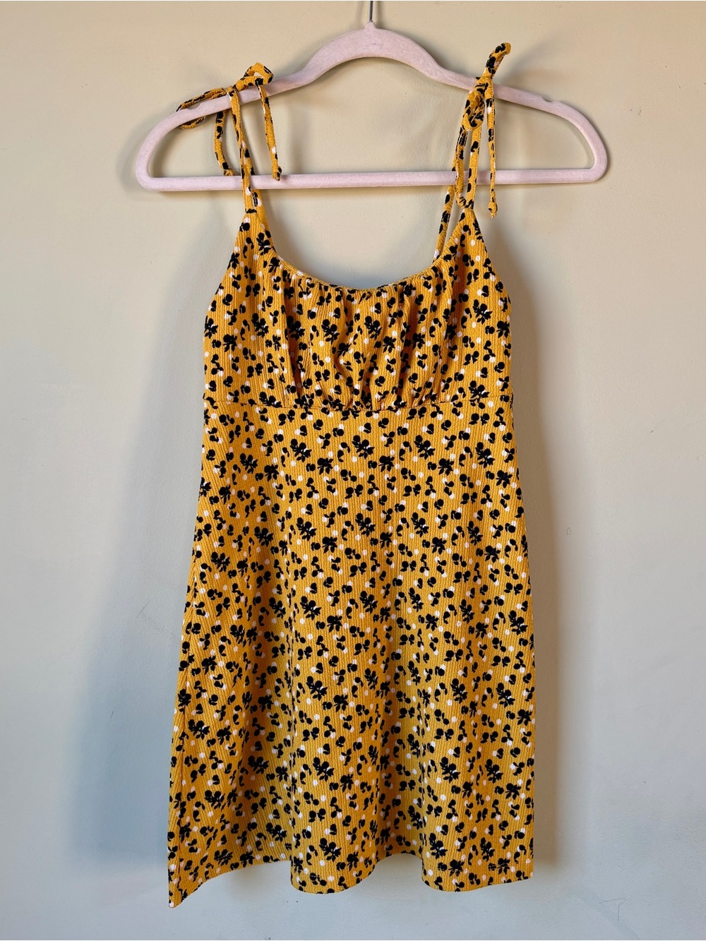Topshop Yellow Floral Tie-Strap Camisole Dress